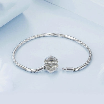 S925 Sterling Silver Plated White Gold Heart DIY Basic Bracelet, Length: 17cm - Bracelets by PMC Jewellery | Online Shopping South Africa | PMC Jewellery