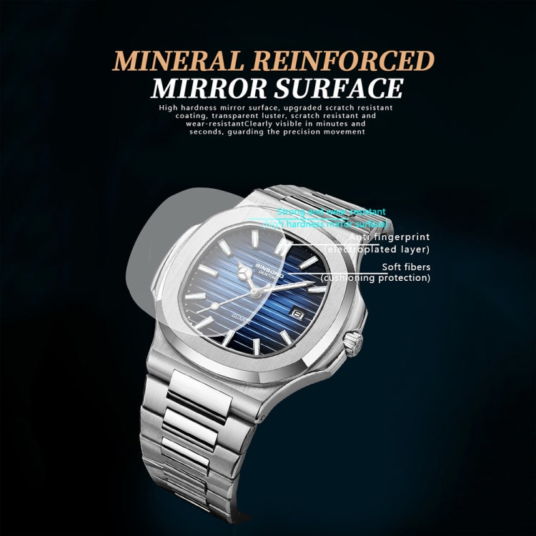 BINBOND B1885 30m Waterproof Retro Luminous Square Men Quartz Watch, Color: White Steel-Green - Metal Strap Watches by BINBOND | Online Shopping South Africa | PMC Jewellery