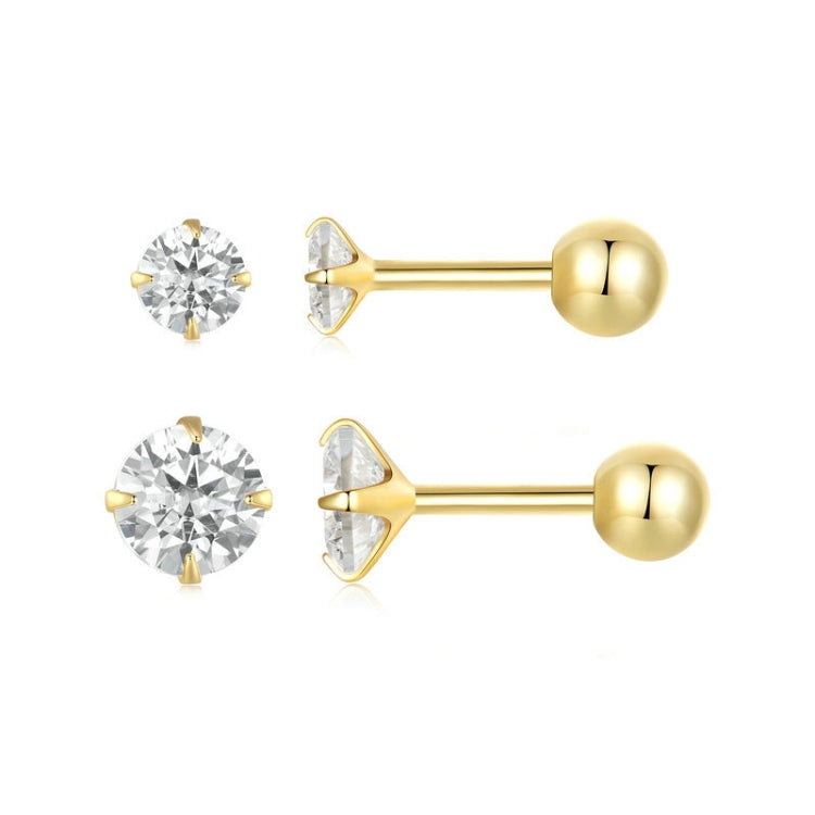 S925 Sterling Silver Platinum Plated Zircon Stud Earrings Jewelry, Color: Gold White Zirconia L - Stud Earrings & Earrings by PMC Jewellery | Online Shopping South Africa | PMC Jewellery