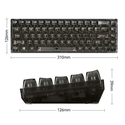 T-WOLF T40 68-Keys RGB Mixed Light Office Gaming Transparent Mechanical Keyboard(Black) - Wired Keyboard by T-WOLF | Online Shopping South Africa | PMC Jewellery | Buy Now Pay Later Mobicred