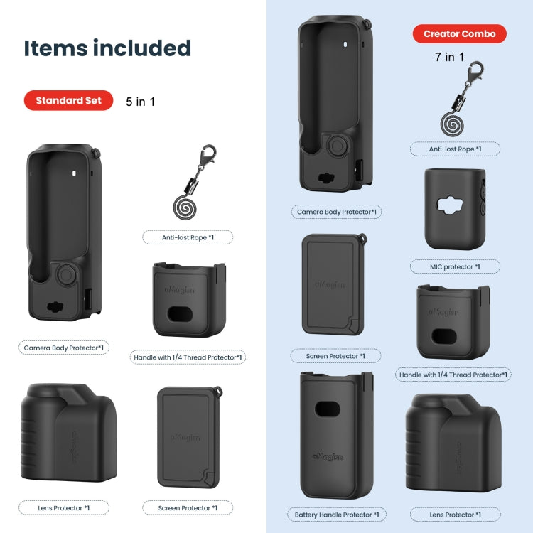 For DJI Osmo Pocket 3 AMagisn Silicone Protection Case Movement Camera Accessories, Style: 7 In 1 Blue - Case & Bags by aMagisn | Online Shopping South Africa | PMC Jewellery | Buy Now Pay Later Mobicred