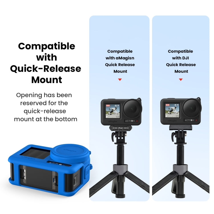 For DJI Osmo Action 4 / 3 aMagisn Silicone Protection Case Camera Protection Accessories(Blue) -  by aMagisn | Online Shopping South Africa | PMC Jewellery | Buy Now Pay Later Mobicred