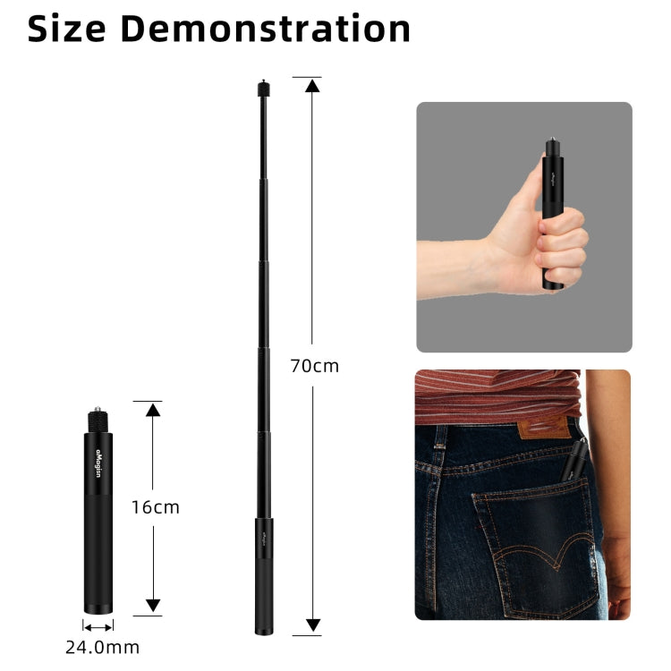 aMagisn 70cm Invisible Straight Pull Selfie Stick Sports Camera Accessories, Specification: Rod+1/4 Turn 3 Jaw+Screw+Phone Clip - Extendable Pole by aMagisn | Online Shopping South Africa | PMC Jewellery | Buy Now Pay Later Mobicred