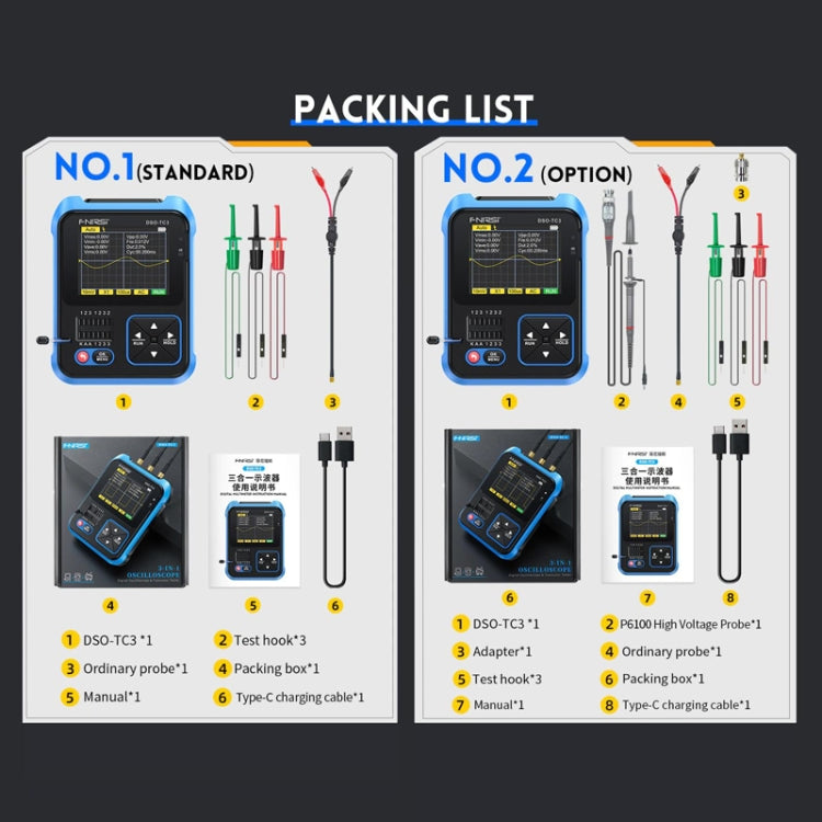 FNIRSI 3 In 1 Handheld Digital Oscilloscope LCR Transistor Tester, Specification: Standard - Digital Multimeter by FNIRSI | Online Shopping South Africa | PMC Jewellery