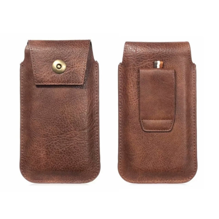 Mobile Phone Leather Waist Bag Holster Pouch M 6.5 Inch Brown -  by PMC Jewellery | Online Shopping South Africa | PMC Jewellery | Buy Now Pay Later Mobicred