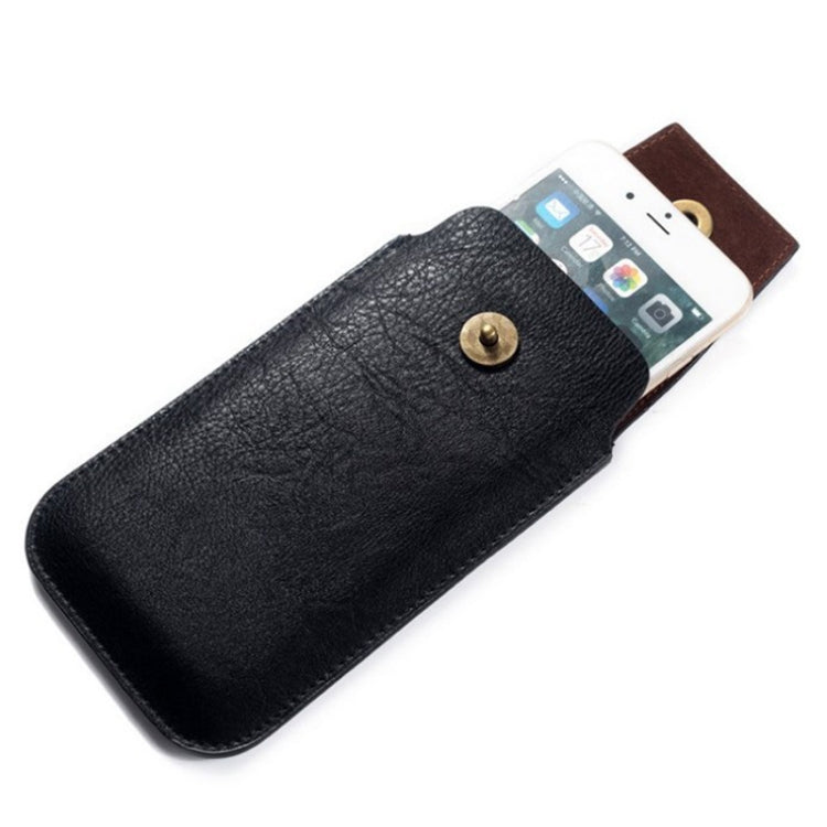 Mobile Phone Leather Waist Bag Holster Pouch XL 7.2 Inch Black -  by PMC Jewellery | Online Shopping South Africa | PMC Jewellery | Buy Now Pay Later Mobicred