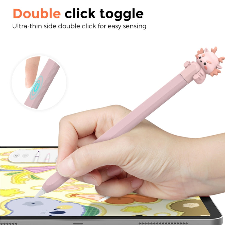 For Apple Pencil 2 AhaStyle Cartoon Dragon Pen Case Capacitive Stylus Silicone Cover(Pink) - Pencil Accessories by AhaStyle | Online Shopping South Africa | PMC Jewellery | Buy Now Pay Later Mobicred