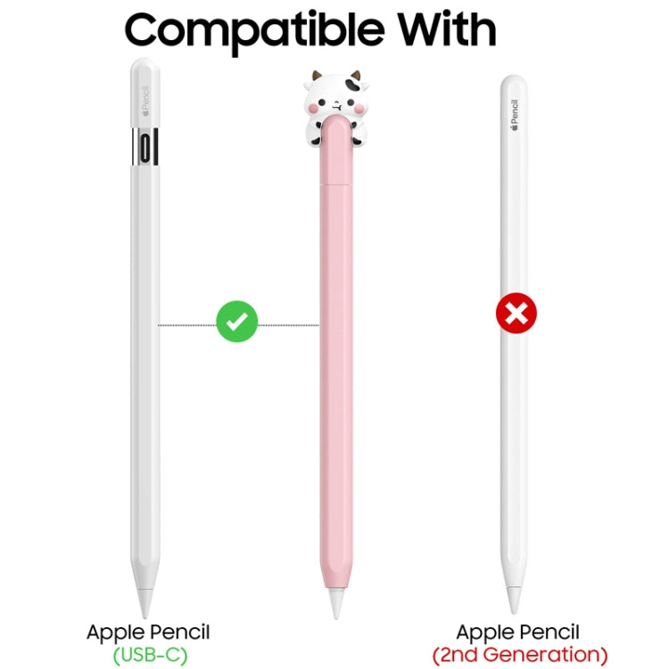 For Apple Pencil (USB-C) AhaStyle PT129-3 Stylus Cover Silicone Cartoon Protective Case, Style: Pink Cow - Pencil Accessories by AhaStyle | Online Shopping South Africa | PMC Jewellery | Buy Now Pay Later Mobicred