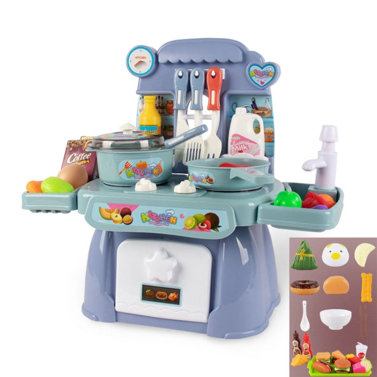 24 In 1 Childre Mini Kitchen Toys Girls Simulation Play House Cooking Kitchen Set, Model: With18pcs Burgers Blue - Pretend Play Toys by PMC Jewellery | Online Shopping South Africa | PMC Jewellery | Buy Now Pay Later Mobicred