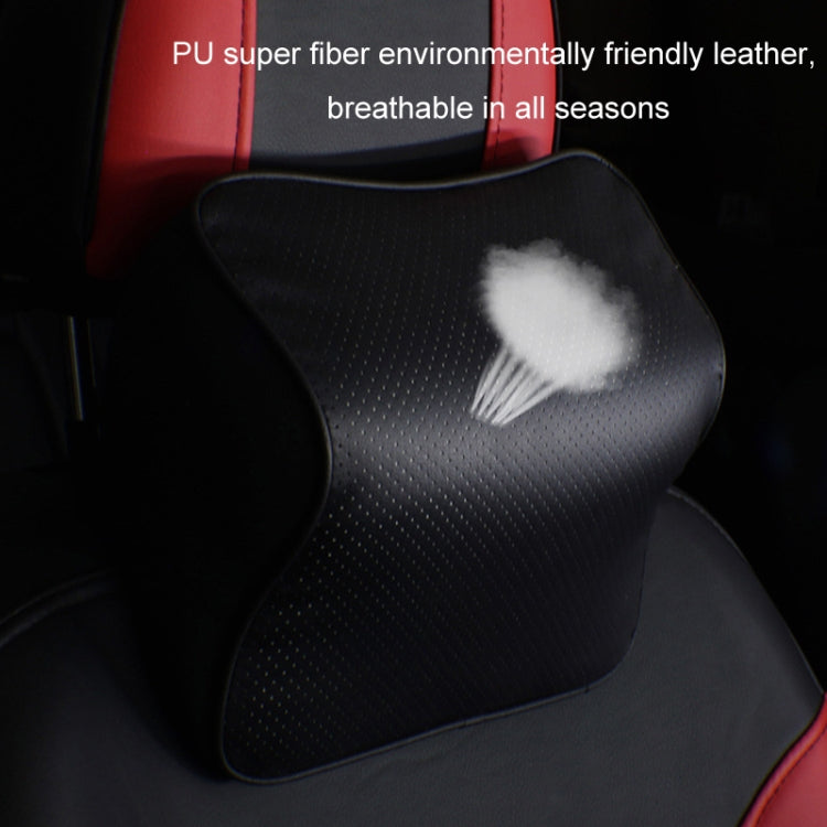 Leather Memory Foam All Season Car Seat Neck Support Cushion Headrest+Waist Pad(Black Red) - Seat Accessories by PMC Jewellery | Online Shopping South Africa | PMC Jewellery | Buy Now Pay Later Mobicred