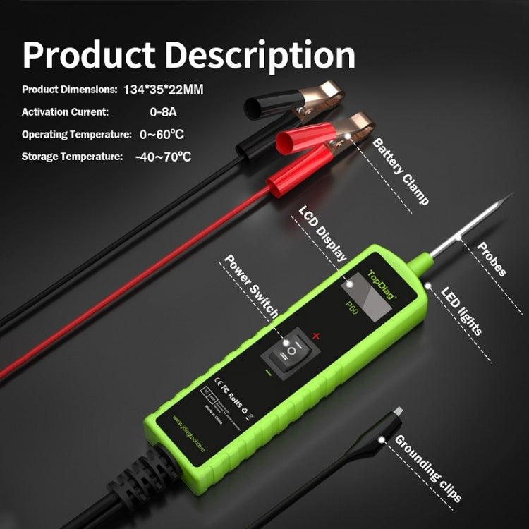 JDiag 6-30V Voltage Detector Automotive Power Circuit Diagnostic Diode(P60) - Electronic Test by JDiag | Online Shopping South Africa | PMC Jewellery | Buy Now Pay Later Mobicred