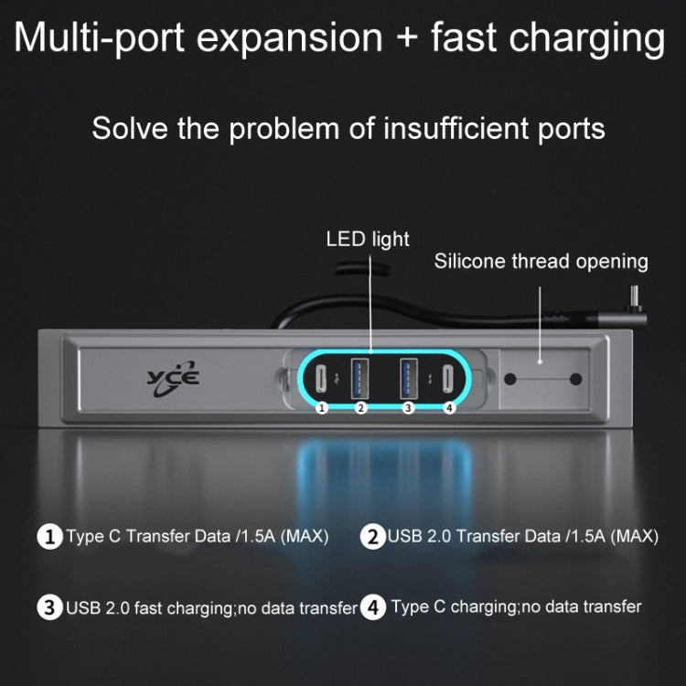 For Tesla Model 3/Y Center Control Type-C Multi-Port Fast Charging USB HUB Docking Station, Model: Single Wire Gray - DIY Modified Charger by PMC Jewellery | Online Shopping South Africa | PMC Jewellery | Buy Now Pay Later Mobicred