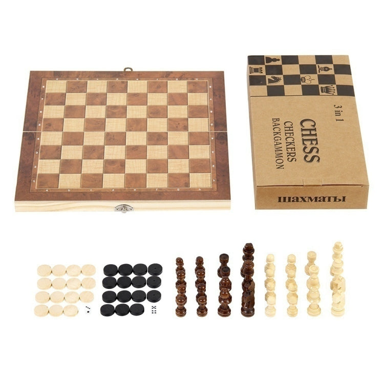 39 x 39cm 3 In 1 Wooden Chess Set Foldable Chess Board For Kids Adults - Table Games by PMC Jewellery | Online Shopping South Africa | PMC Jewellery | Buy Now Pay Later Mobicred