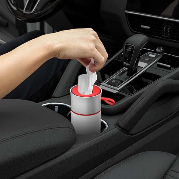 BEN.JACK Cylindrical Car Water Cup Holder Tissue Box(White Red) - Stowing Tidying by BEN.JACK | Online Shopping South Africa | PMC Jewellery | Buy Now Pay Later Mobicred