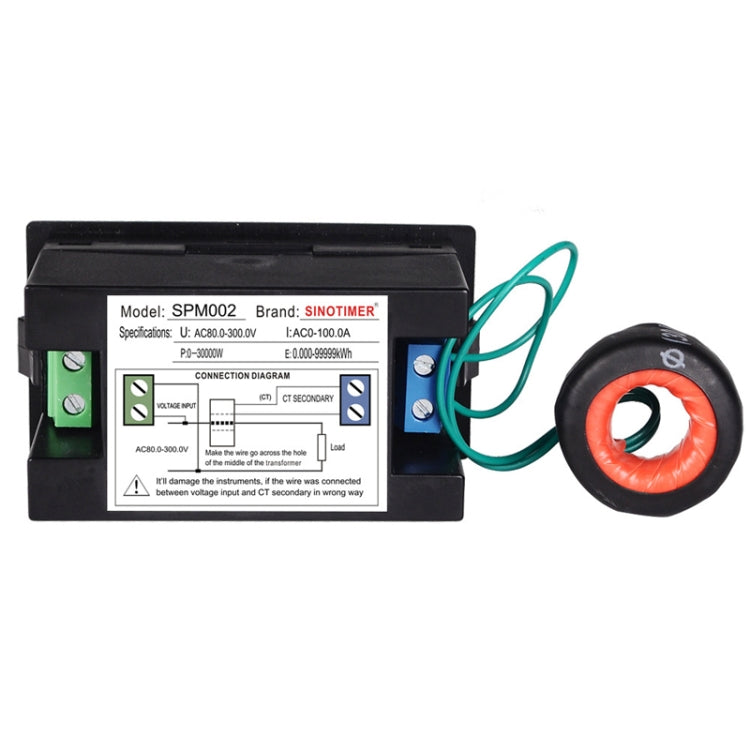 SINOTIMER SPM002 Liquid Crystals AC Digital Voltage And Current Meter Power Monitor, Specification: AC80-300V 100A - Current & Voltage Tester by SINOTIMER | Online Shopping South Africa | PMC Jewellery | Buy Now Pay Later Mobicred