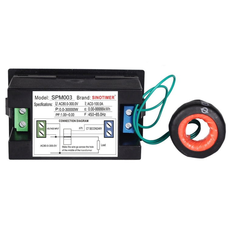 SINOTIMER SPM003 AC LED Digital Voltmeter Frequency Factors Meter Power Monitor, Specification: AC80-300V 100A - Current & Voltage Tester by SINOTIMER | Online Shopping South Africa | PMC Jewellery | Buy Now Pay Later Mobicred