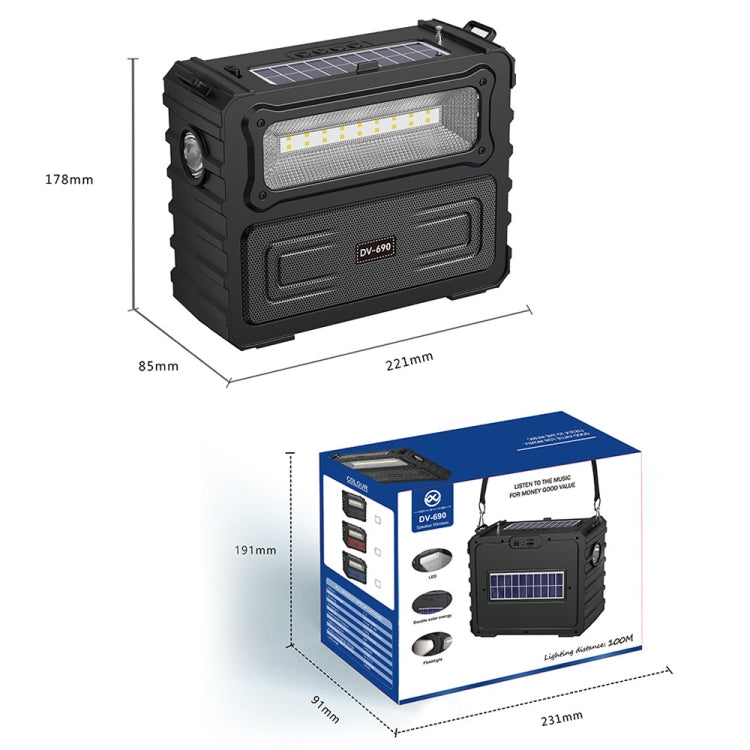 DV-690 Dual LED Light Solar Wireless Bluetooth Speaker Outdoor Camping FM Radio(Blue) - Radio Player by PMC Jewellery | Online Shopping South Africa | PMC Jewellery | Buy Now Pay Later Mobicred