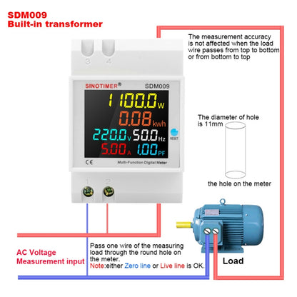 SINOTIMER SDM009 Din Rail Single-Phase Voltage Current Frequency Power Factor Electricity Multifunctional Meter, Model: AC250-450V Built-In - Current & Voltage Tester by SINOTIMER | Online Shopping South Africa | PMC Jewellery | Buy Now Pay Later Mobicred