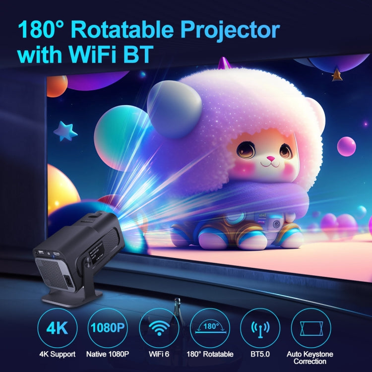 HY320 1080P 390ANSI 4K Android 11 Projector With Wifi 6 Bluetooth 5.0 Support Miracast / Airplay / DLNA EU Plug - LED Projector by PMC Jewellery | Online Shopping South Africa | PMC Jewellery