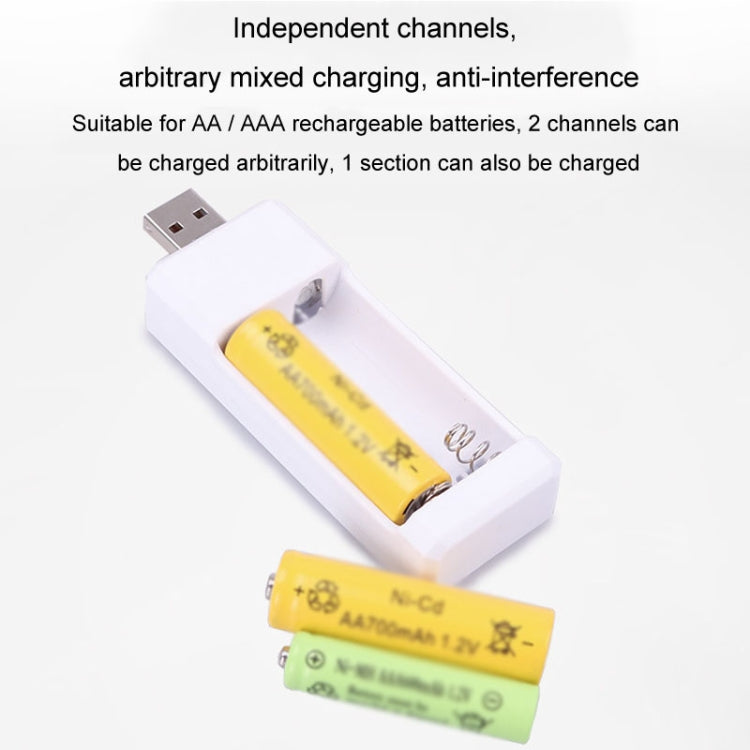 Directly Inserted 2 Slots USB AA / AAA Rechargeable Battery Charger - Charger & Converter by PMC Jewellery | Online Shopping South Africa | PMC Jewellery