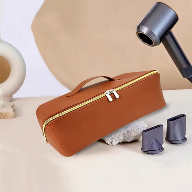 For Dyson Hair Dryer Curling Wand Portable Storage Bag, Color: Brown+Gold Zipper - Dyson Accessories by PMC Jewellery | Online Shopping South Africa | PMC Jewellery