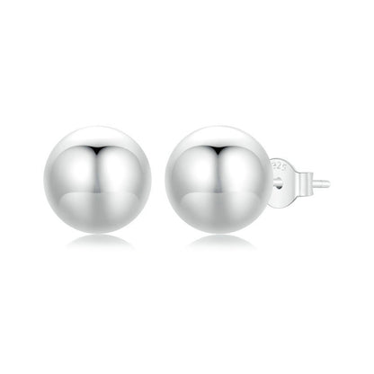 S925 Sterling Silver Platinum Plated Spherical Women Earrings, Size: S - Stud Earrings & Earrings by PMC Jewellery | Online Shopping South Africa | PMC Jewellery