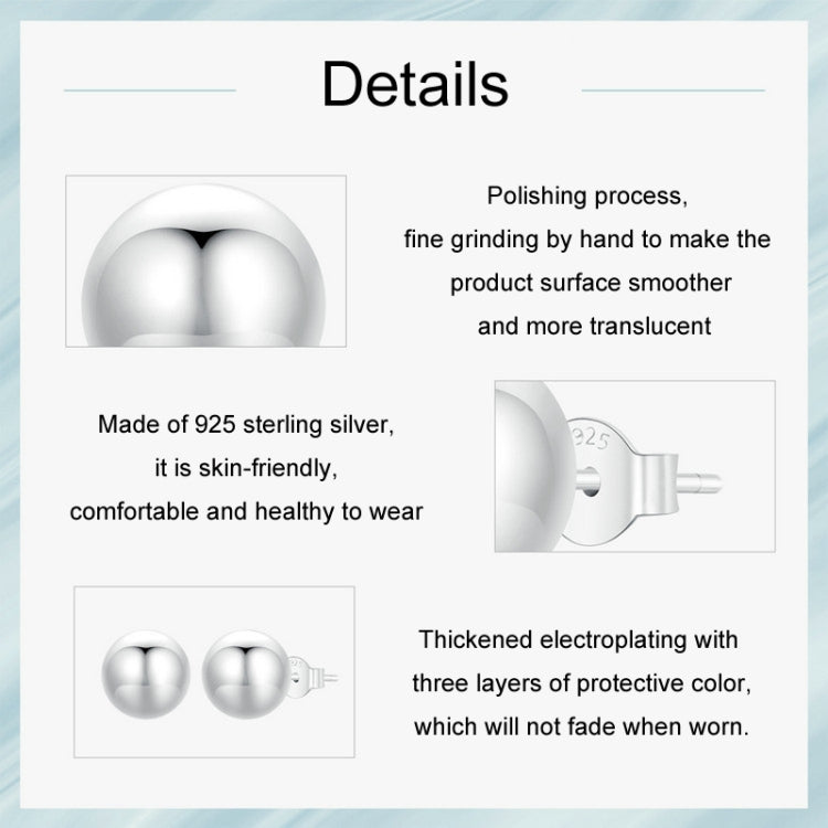 S925 Sterling Silver Platinum Plated Spherical Women Earrings, Size: L - Stud Earrings & Earrings by PMC Jewellery | Online Shopping South Africa | PMC Jewellery