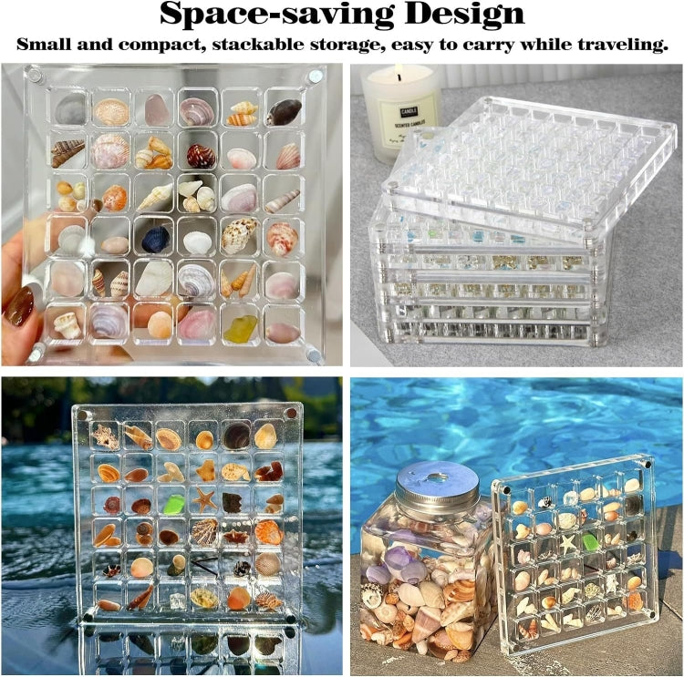 64 Grids Acrylic Magnetic Seashell Storage Display Box Beads Jewelry Nail Art Storage Box - Jewelry Storages by PMC Jewellery | Online Shopping South Africa | PMC Jewellery