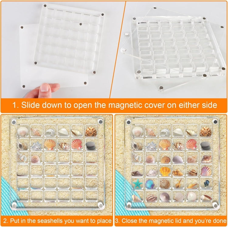 64 Grids Acrylic Magnetic Seashell Storage Display Box Beads Jewelry Nail Art Storage Box - Jewelry Storages by PMC Jewellery | Online Shopping South Africa | PMC Jewellery