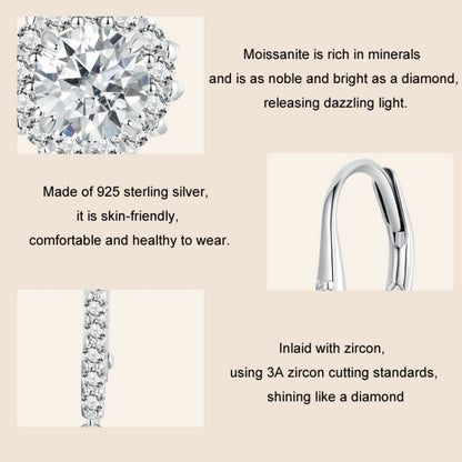 S925 Sterling Silver Platinum Plated Moissanite Women Earrings(MSE046) - Stud Earrings & Earrings by PMC Jewellery | Online Shopping South Africa | PMC Jewellery