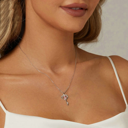 S925 Sterling Silver Platinum-plated Butterfly Vine Love Key Necklace(SCN518) - Necklaces & Pendants by PMC Jewellery | Online Shopping South Africa | PMC Jewellery