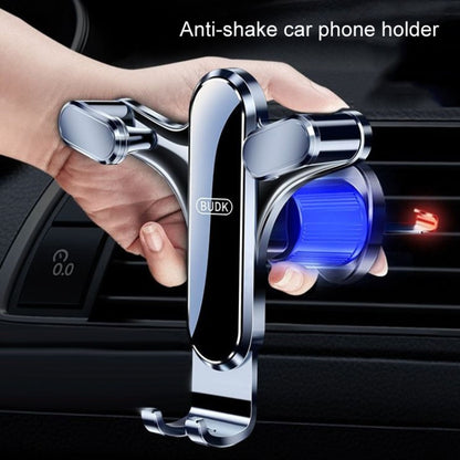 BUDK Triangle Gravity Sensor Car Phone Bracket Car Air Vent Navigation Holder, Model: Adhesive Model - Car Holders by BUDK | Online Shopping South Africa | PMC Jewellery | Buy Now Pay Later Mobicred