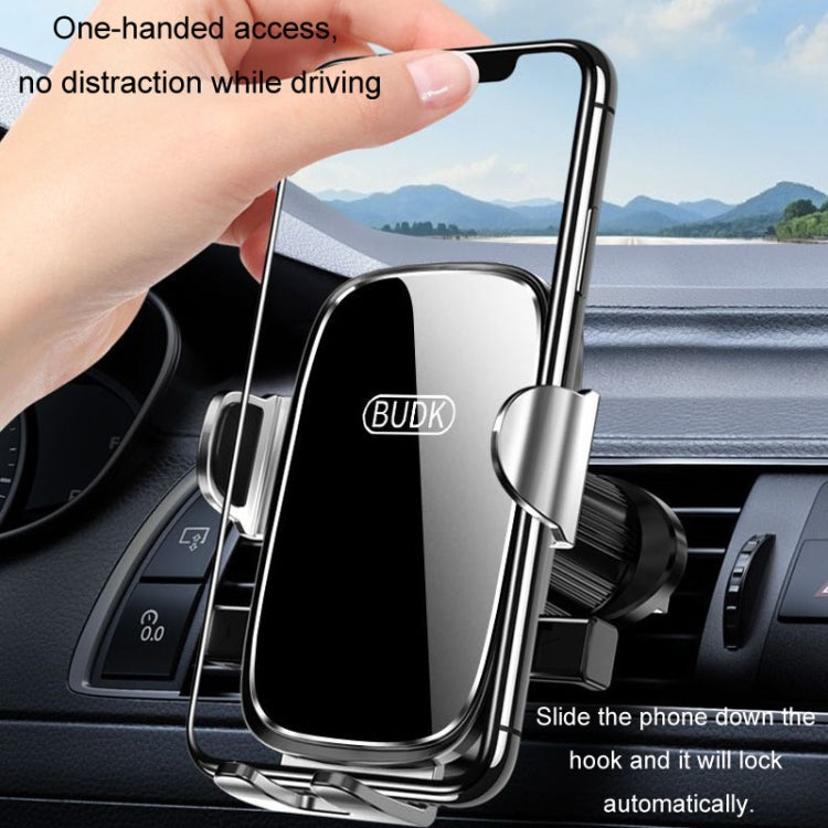 BUDK Anti-shake Car Phone Bracket Car Navigation Air Vent Fixed Gravity Support Stand(Silver) - Car Holders by BUDK | Online Shopping South Africa | PMC Jewellery | Buy Now Pay Later Mobicred