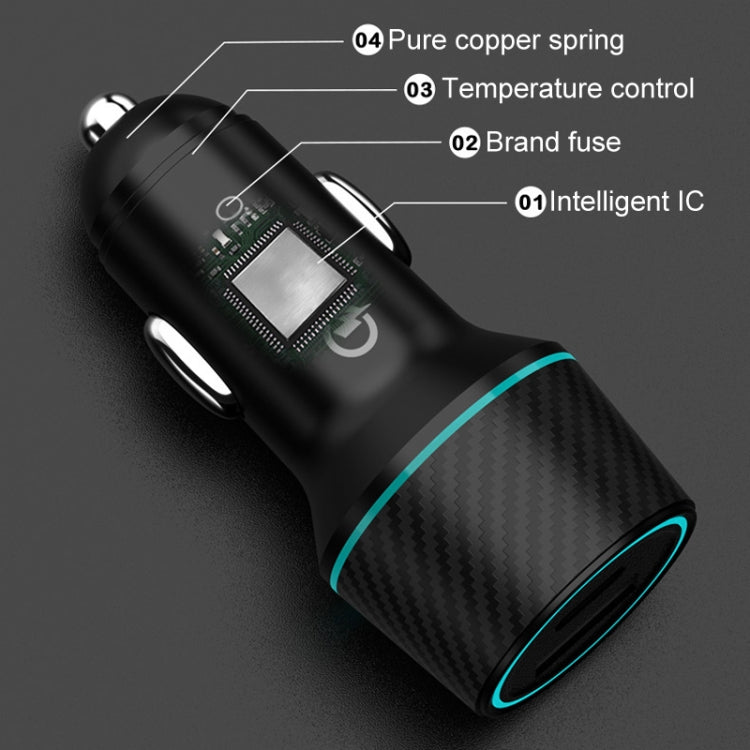 QIAKEY Dual Fast Charging Charger One To Two Cigarette Lighter, Size: TH219 48W(Black) - Car Charger by QIAKEY | Online Shopping South Africa | PMC Jewellery | Buy Now Pay Later Mobicred