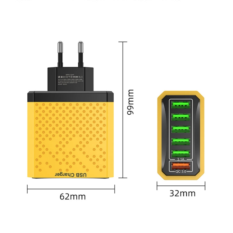 6-Ports Multifunctional Quick Charging USB Travel Charger Power Adapter, Model: Yellow US Plug - USB Charger by PMC Jewellery | Online Shopping South Africa | PMC Jewellery | Buy Now Pay Later Mobicred