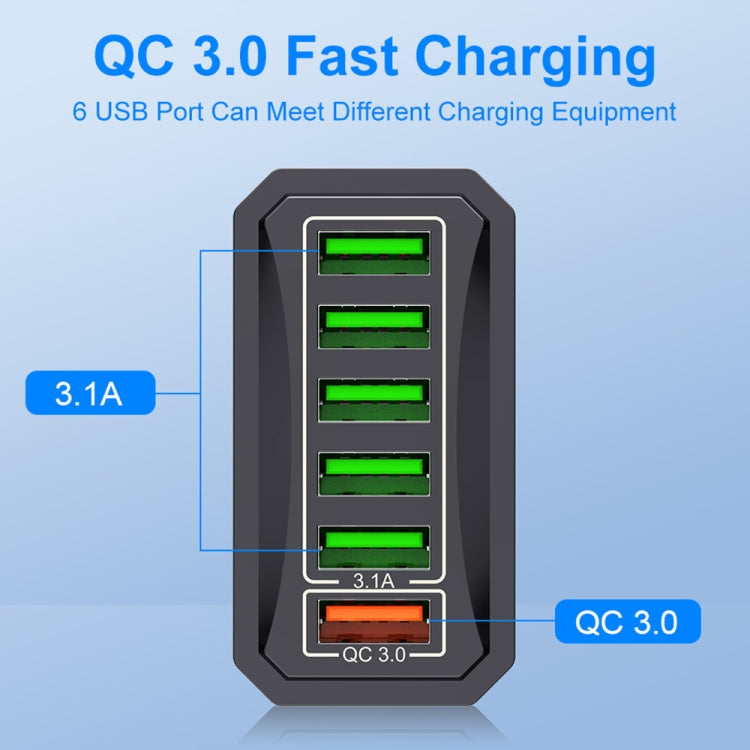 6-Ports Multifunctional Quick Charging USB Travel Charger Power Adapter, Model: Black EU Plug - USB Charger by PMC Jewellery | Online Shopping South Africa | PMC Jewellery | Buy Now Pay Later Mobicred