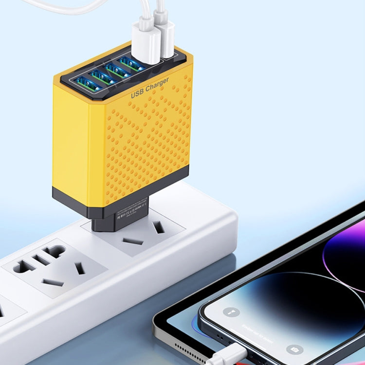 6-Ports Multifunctional Quick Charging USB Travel Charger Power Adapter, Model: Yellow AU Plug - USB Charger by PMC Jewellery | Online Shopping South Africa | PMC Jewellery | Buy Now Pay Later Mobicred