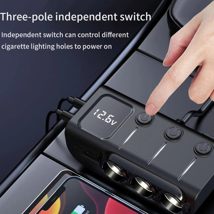 120W Digital Display Cigarette Lighter Car Fast Charging Charger(Black) - Car Charger by PMC Jewellery | Online Shopping South Africa | PMC Jewellery