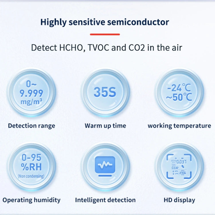 5 In 1  Air Quality Monitor TVOC HCHO CO2 Detector Temperature Humidity Tester(Black) - Air & Water Quality Tester by PMC Jewellery | Online Shopping South Africa | PMC Jewellery