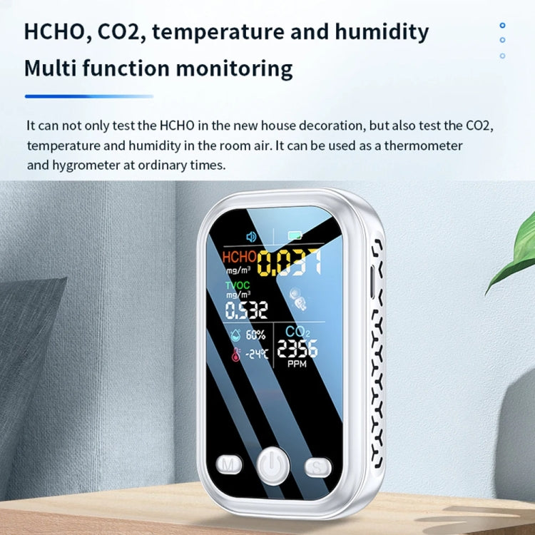 5 In 1  Air Quality Monitor TVOC HCHO CO2 Detector Temperature Humidity Tester(White) - Air & Water Quality Tester by PMC Jewellery | Online Shopping South Africa | PMC Jewellery | Buy Now Pay Later Mobicred