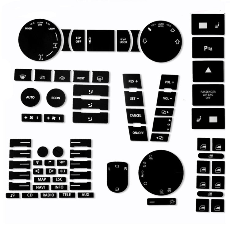 For 2005-2010 Volkswagen Touareg/Passat Steering Wheel Window AC Switch Button Repair Sticker(8pcs /Set) - Decorative Sticker by PMC Jewellery | Online Shopping South Africa | PMC Jewellery | Buy Now Pay Later Mobicred