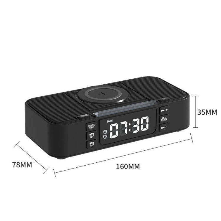 Digital Alarm Clock Wireless Charger Bluetooth Speaker RGB Night Light Cell Phone Stand(Black) - Desktop Speaker by PMC Jewellery | Online Shopping South Africa | PMC Jewellery | Buy Now Pay Later Mobicred