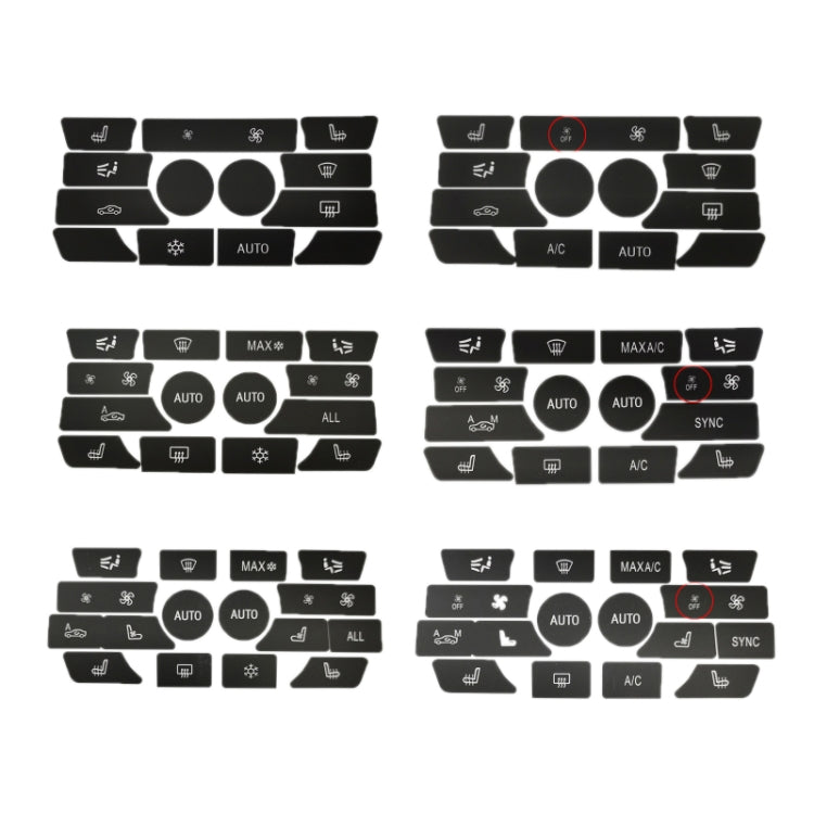 For BMW 5 Series/7 Series/X5/C6/F10/F01/F15 Air Conditioning Button Repair Sticker, Style: B 14pcs No OFF - Decorative Sticker by PMC Jewellery | Online Shopping South Africa | PMC Jewellery | Buy Now Pay Later Mobicred