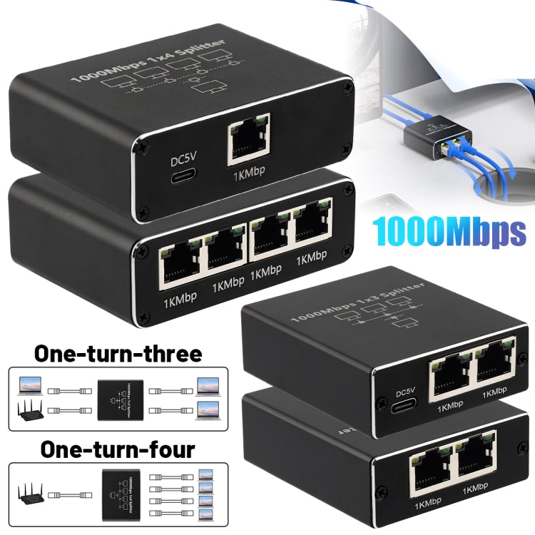 1 To 4 Gigabit Network Splitter Network Sharer RJ45 Network Cable Splitter - Network Hubs by PMC Jewellery | Online Shopping South Africa | PMC Jewellery | Buy Now Pay Later Mobicred