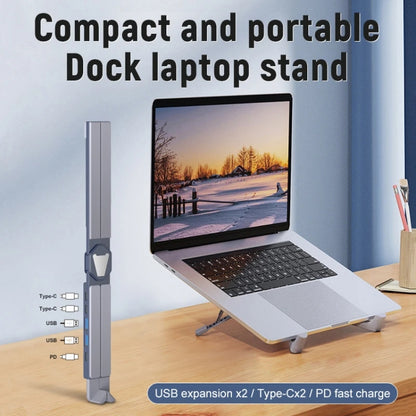 XY-1 5-In-1 Laptop Docking Station Stand Increased Folding Heat Dissipation HUB Bracket(Silver) - Laptop Stand by PMC Jewellery | Online Shopping South Africa | PMC Jewellery | Buy Now Pay Later Mobicred