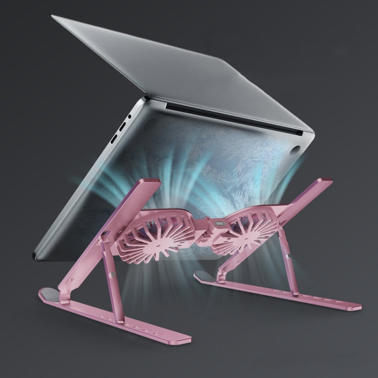 C9 Pro RGB Ambient Light Foldable Fan Cooling Laptop Aluminum Alloy Heightening Stand, Color: Pink - Laptop Stand by PMC Jewellery | Online Shopping South Africa | PMC Jewellery | Buy Now Pay Later Mobicred