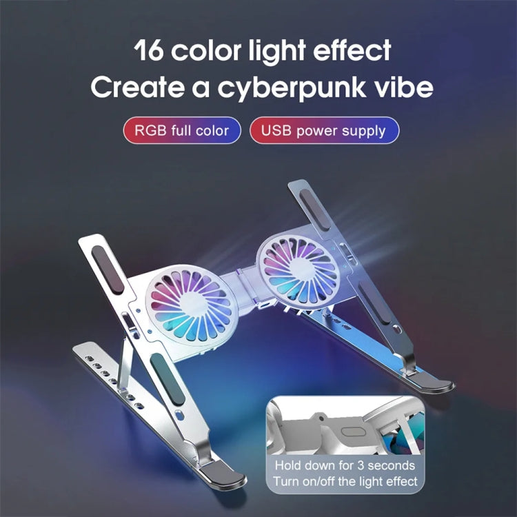 C9 Pro RGB Ambient Light Foldable Fan Cooling Laptop Aluminum Alloy Heightening Stand, Color: Pink - Laptop Stand by PMC Jewellery | Online Shopping South Africa | PMC Jewellery | Buy Now Pay Later Mobicred