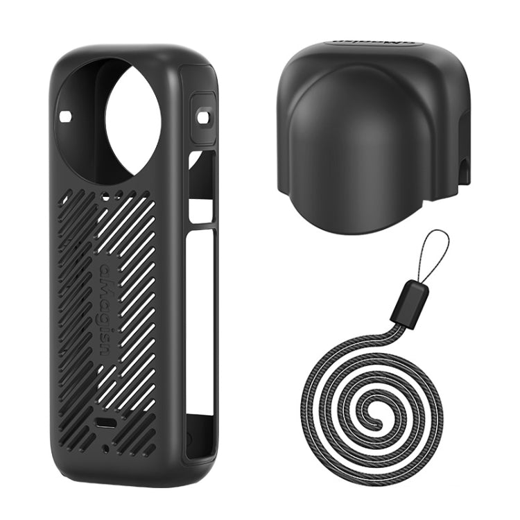 For Insta360 X4 AMagisn Silicone Protective Cover Body Case + Lens Cover Black - Case & Bags by aMagisn | Online Shopping South Africa | PMC Jewellery