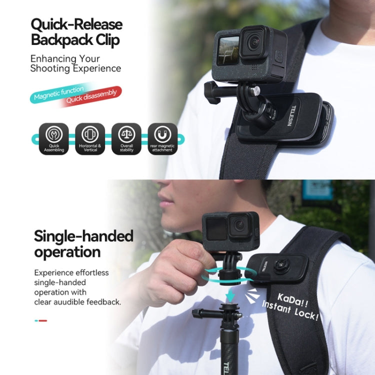TELESIN Quick Release Universal Backpack Clip Magnetic Backpack Mounting Bracket - Backpack Clip by TELESIN | Online Shopping South Africa | PMC Jewellery