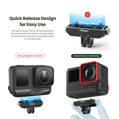 AMagisn Metal Magnetic Quick Release + Top Cover, For Insta360 Ace / Ace Pro / X3 / X2 / GoPro HERO12 Black - Mount & Holder by aMagisn | Online Shopping South Africa | PMC Jewellery